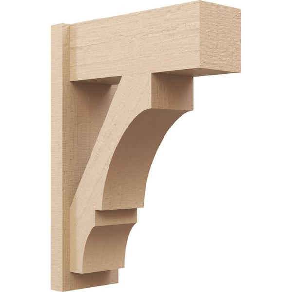 Ekena Millwork 8 in. x 28 in. x 20 in. Balboa Block Rough Cedar Woodgrain Timberthane Polyurethane Outlooker, Primed Tan