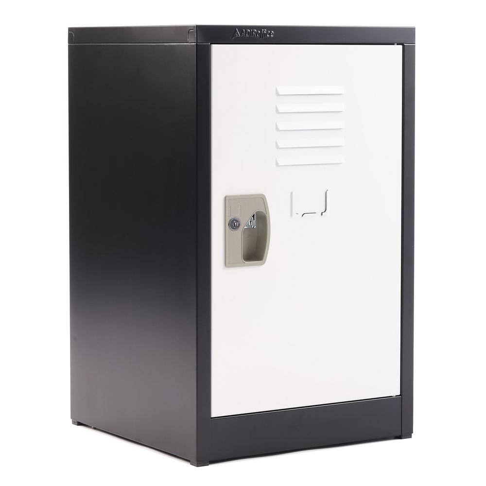 24" Black and White Steel Freestanding Office Lockers, Set of 2