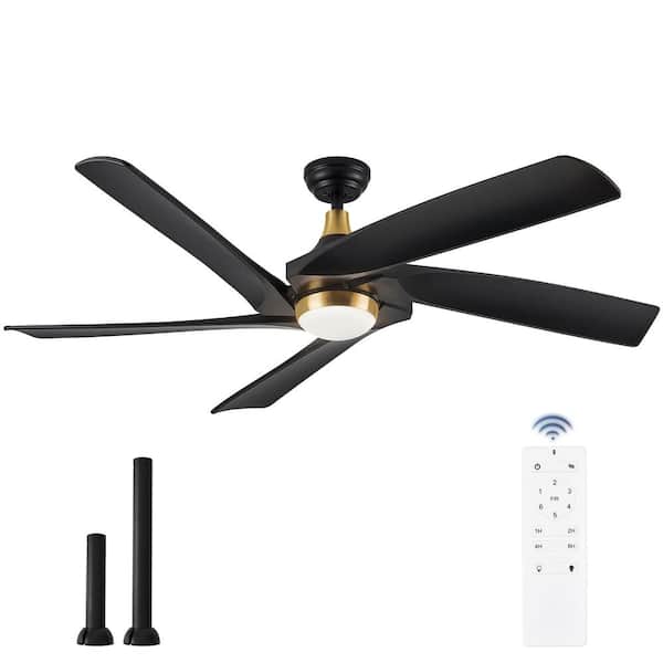 60 in. Indoor Integrated LED Black Gold 5-Blade Standard Modern Ceiling Fan with Light and Remote