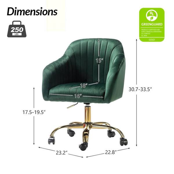 JAYDEN CREATION Jacinda Modern Green Velvet Swivel and Adjustable