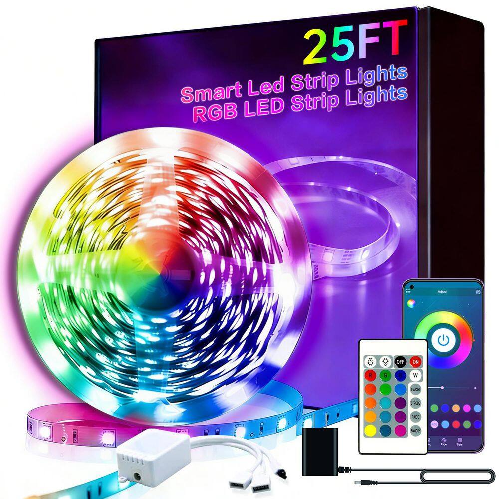 25 ft. Smart Plug-In Dimmable Cuttable Color Changing Integrated LED Strip Light price history on PriceWatchPro
