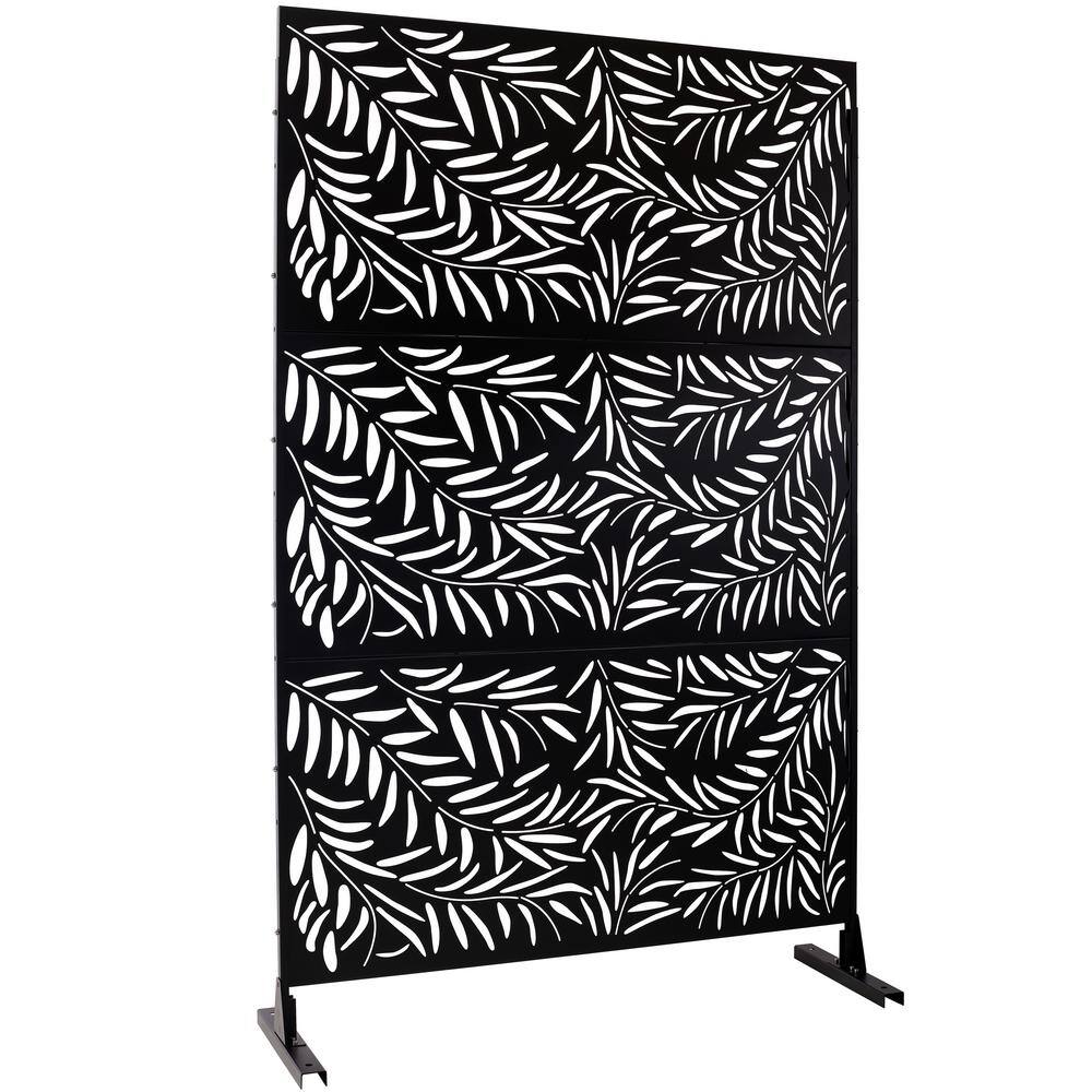 6.3 ft. H x 4 ft. W Black Outdoor Privacy Screen Metal Garden Fence Panels 