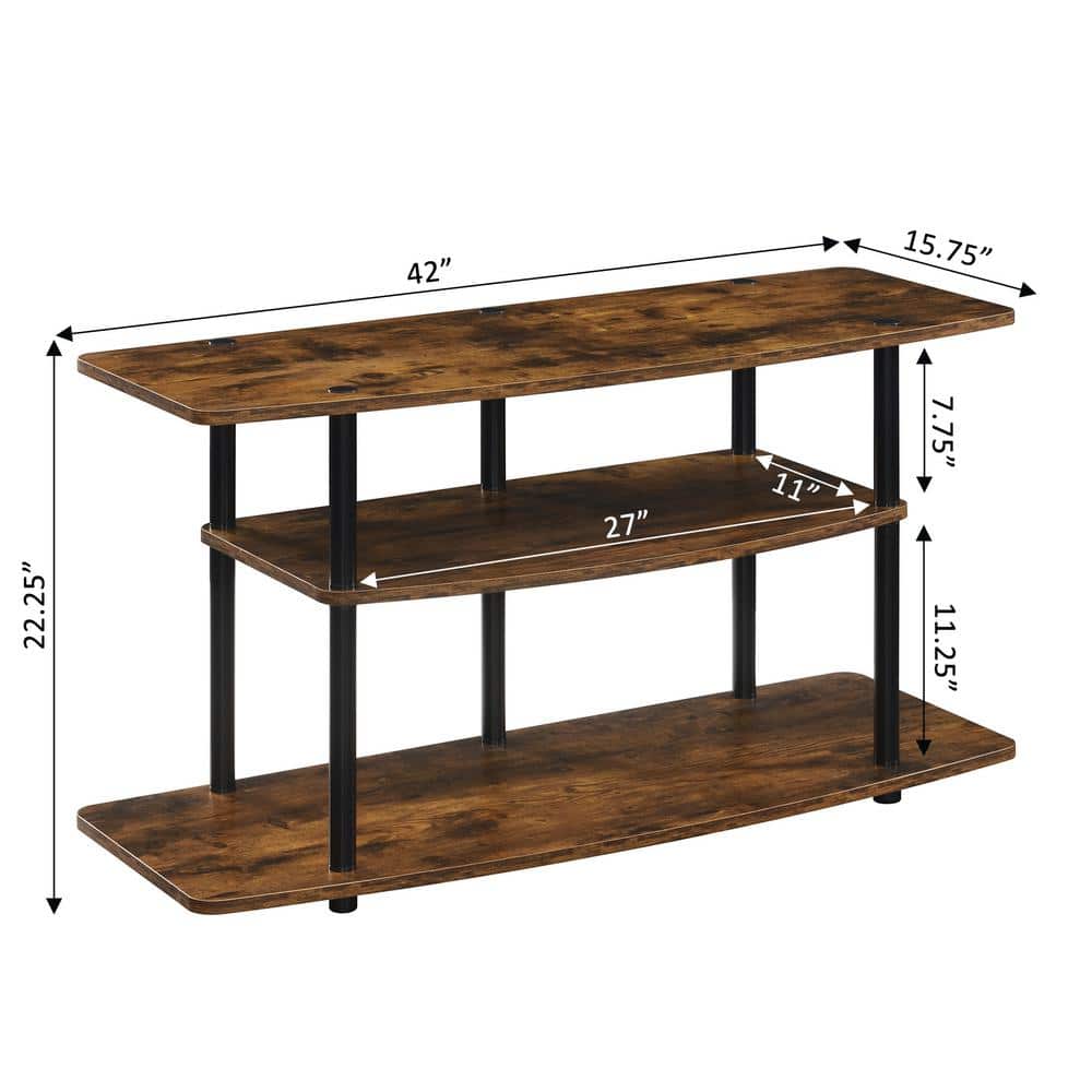 Barnwood & Black Modern 3-Tier Wide TV Stand