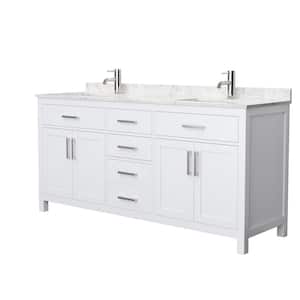 Beckett 72 in. W x 22 in. D Double Bath Vanity in White with Cultured Marble Vanity Top in Carrara with White Basins
