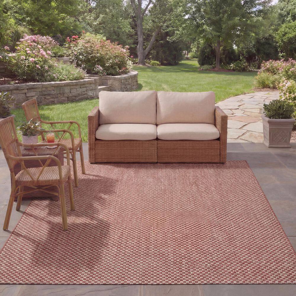 SAFAVIEH Courtyard Rust/Light Gray 8 ft. x 11 ft. Solid Indoor