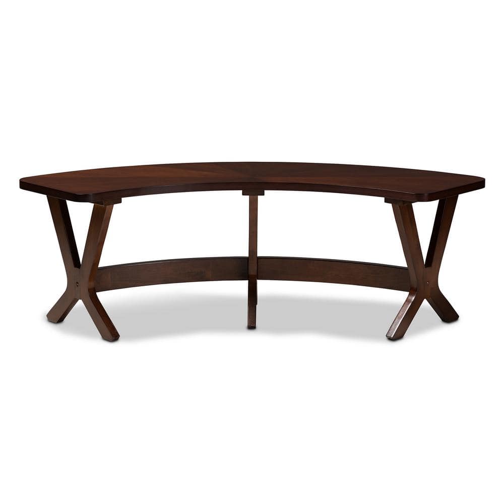 Berlin Mid-Century Walnut Curved Dining Bench with Angled Legs