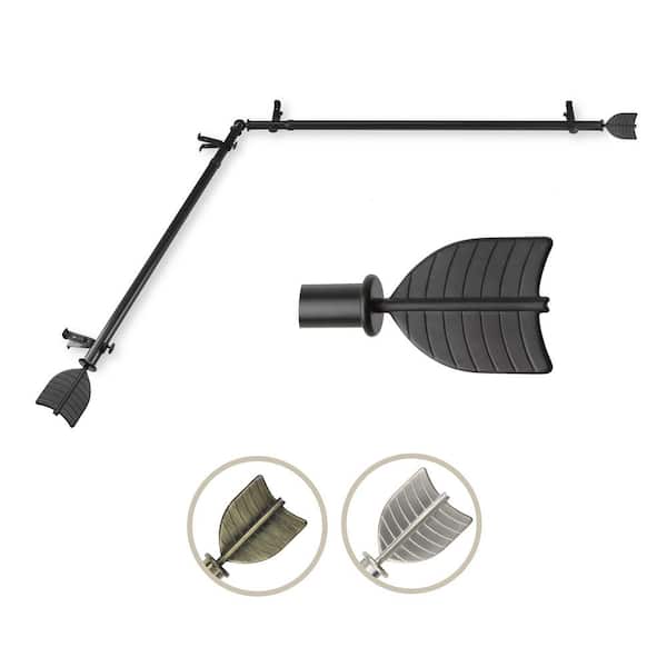 Rod Desyne 13/16" Dia Adjustable 66" to 120" Single Corner Window Curtain Rod in Black with Quill Finials