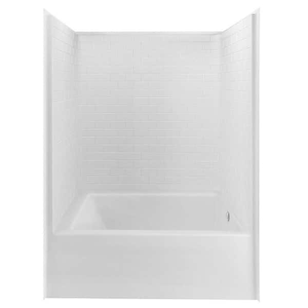 Aquatic Everyday 60 in. x 42 in. x 80 in. 1-Piece Bath and Shower Kit with Right Drain in White