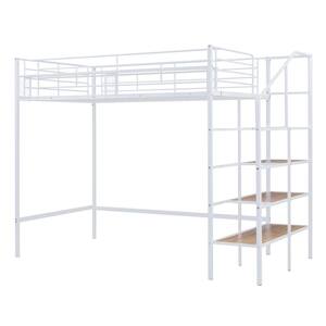 Harper & Bright Designs White Metal Frame Twin Size Loft Bed with ...