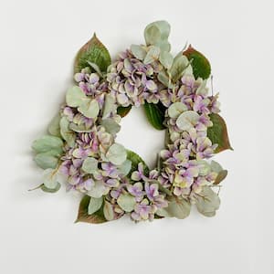 16 in. Artificial Purple Hydrangea Wreath