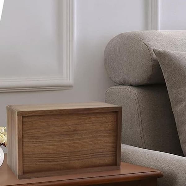 Brown 10 in. x 5 in. Wood Decorative Box with Slide Lid, Walnut