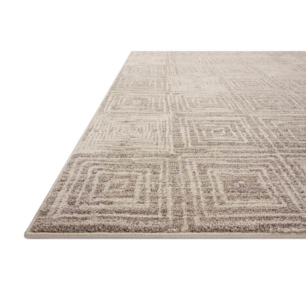 Darby Beige and Gray Geometric Hand-Knotted Synthetic Area Rug