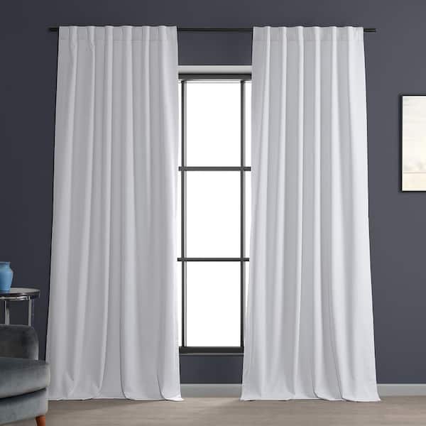 Exclusive Fabrics & Furnishings White Performance Linen 50 in. W x 84 in. L Rod Pocket Hotel Blackout Curtain (Single Panel)