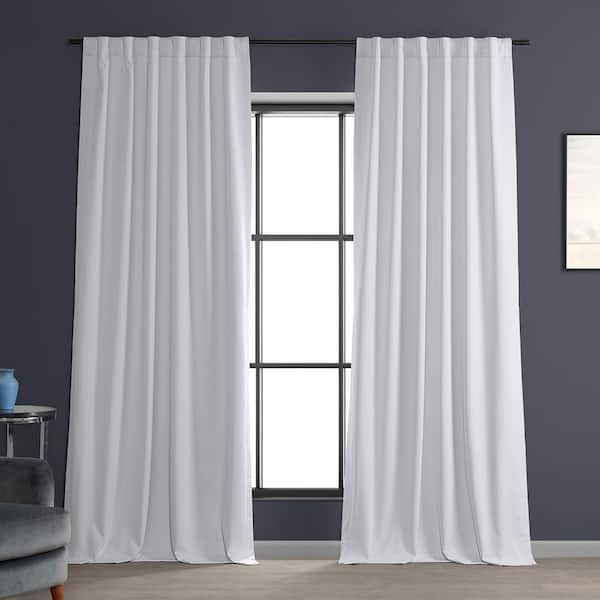 Exclusive Fabrics & Furnishings White Performance Linen 50 in. W x 96 in. L Rod Pocket Hotel Blackout Curtain (Single Panel)