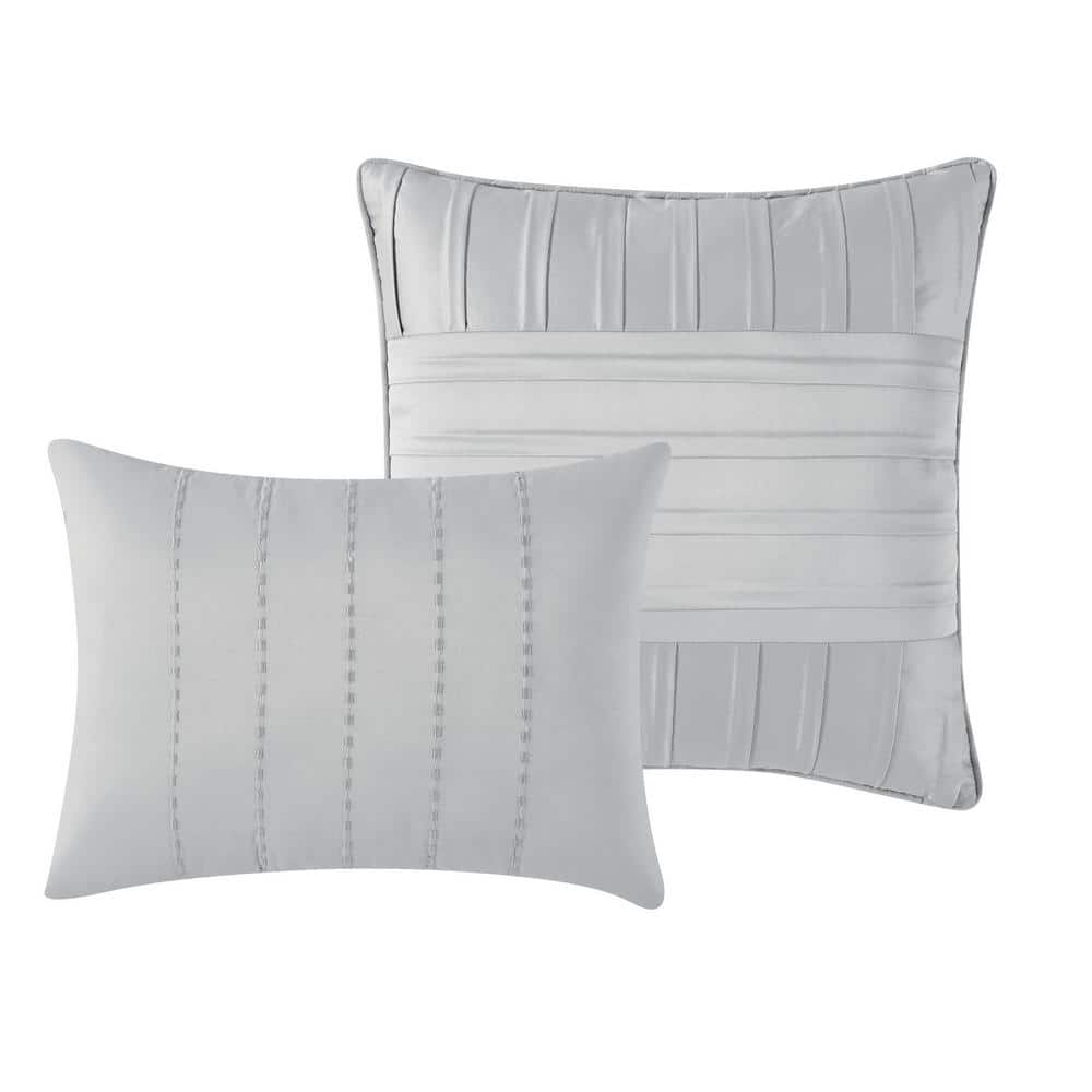 James Pleated Gray King Microfiber Bed in a Bag Set