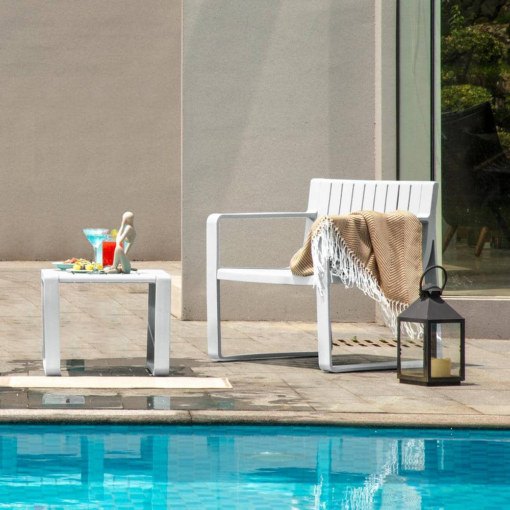 Werph White AllWeather 2Piece Resin Patio Lounge Chair with Footrest