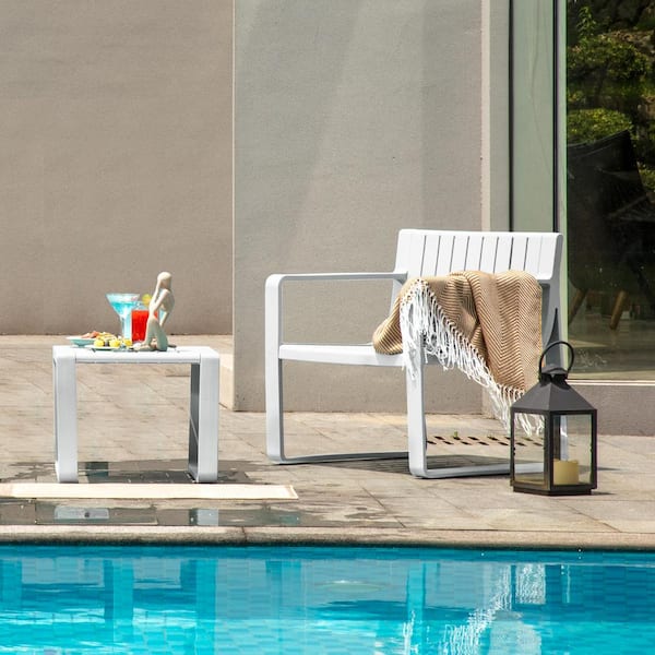 Werph White AllWeather 2Piece Resin Patio Lounge Chair with Footrest LSP2W The Home Depot