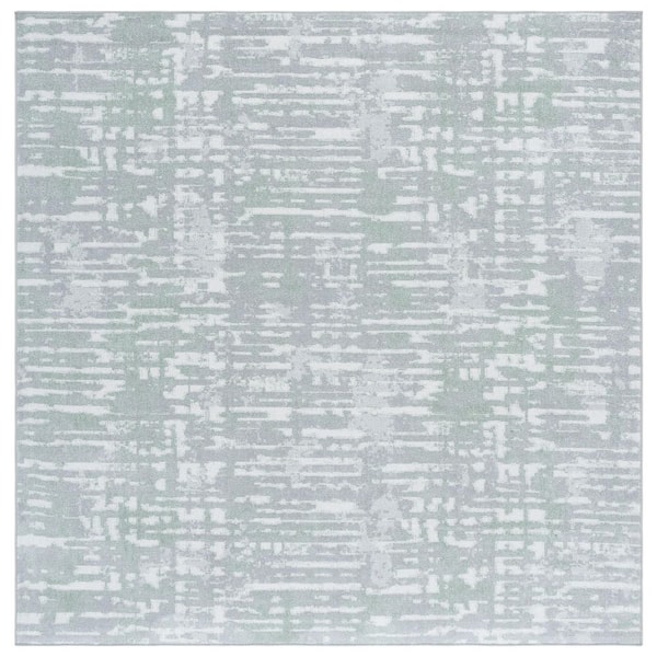 Bayside 7 ft. x 7 ft. Green/Gray Parallel Striped Square Area Rug