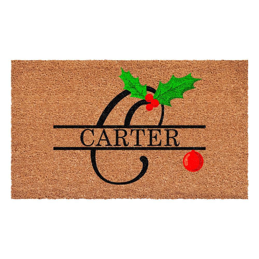 Personalized Multi-Colored Christmas Holly 29 in. x 17 in. Indoor/Outdoor Doormat, Letter C price history on PriceWatchPro