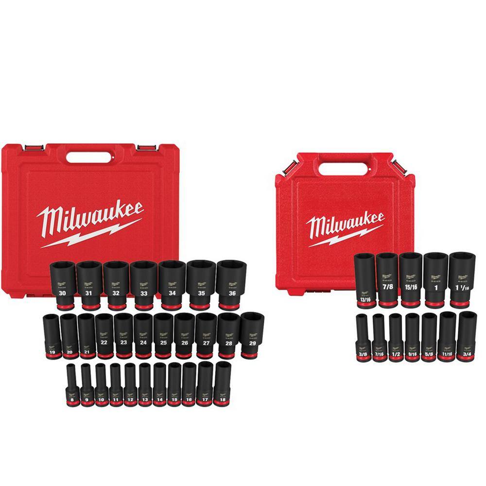 Milwaukee SHOCKWAVE 1/2 in. Drive Metric/SAE 6 Point Impact Socket Set