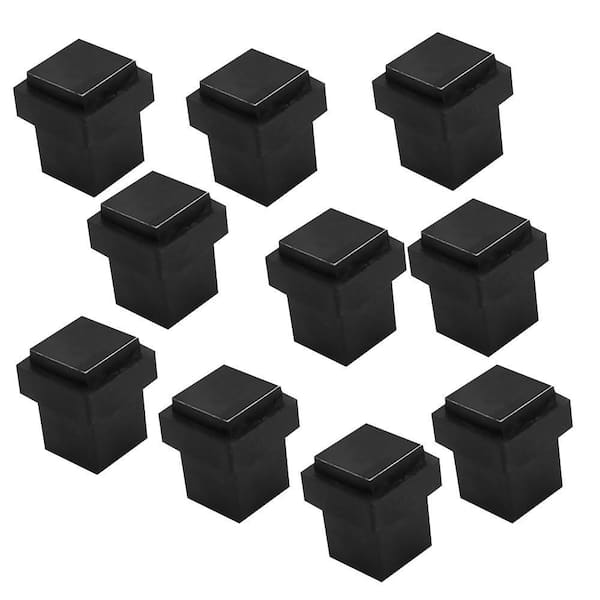 DSIX 1-9/16 in. Tall, 1-1/4 in. Dia Graphite Black Stainless Steel Square Floor Mount Door Stop (10-Pack)
