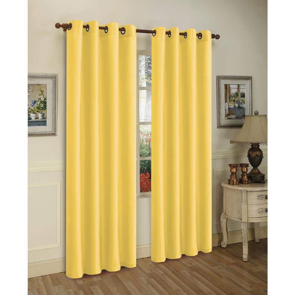 J&V TEXTILES Yellow Faux Silk 100% Polyester Solid 55 in. W x 84 in. L ...