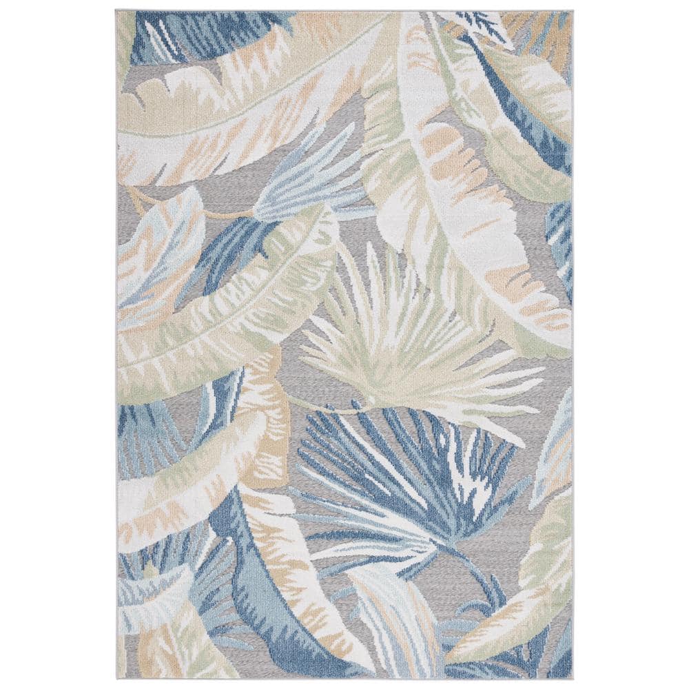 SAFAVIEH Sarasota Light Green/Navy 5 ft. x 8 ft. Floral Area Rug ...