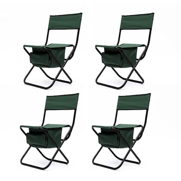 Folding Outdoor Chair with Storage Bag,Fishing Chair Compact Fishing Stool  Foldable Camping Chair,Green 4Pack