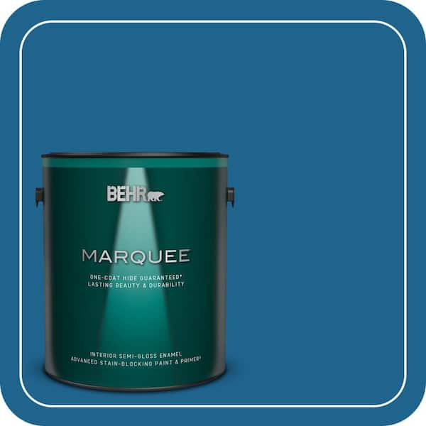 BEHR MARQUEE 1 gal. #MQ5-57 Traditional Blue One-Coat Hide Semi-Gloss Enamel Interior Paint & Primer