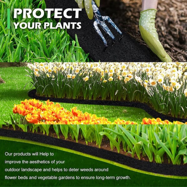 SenQWFa 140 in. x 5.5 in. x 0.55 in. Recycled Black Rubber Edging