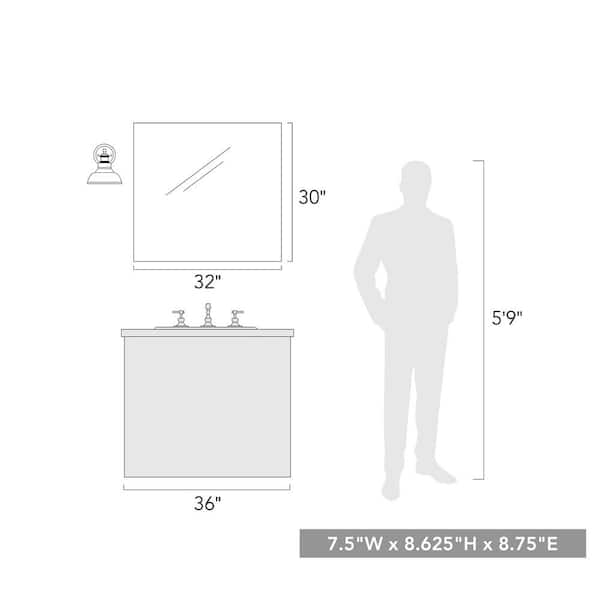 Golden Lighting - Carver 7.5 in. 1-Light Matte Black Clear Glass Bath Vanity Light