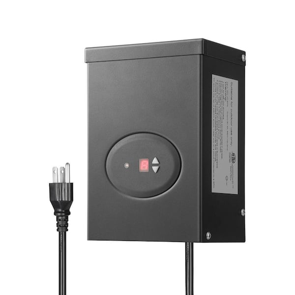 Low Voltage 200-Watt Metal Landscape Lighting Transformer with Dusk to Dawn Sensor and Timer