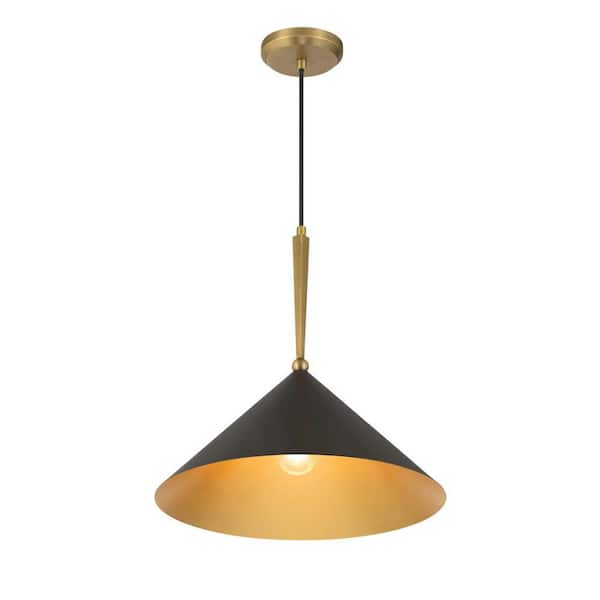 Minka Lavery Cortan 16 in. 1-Light Legacy Brass and Dark Bronze