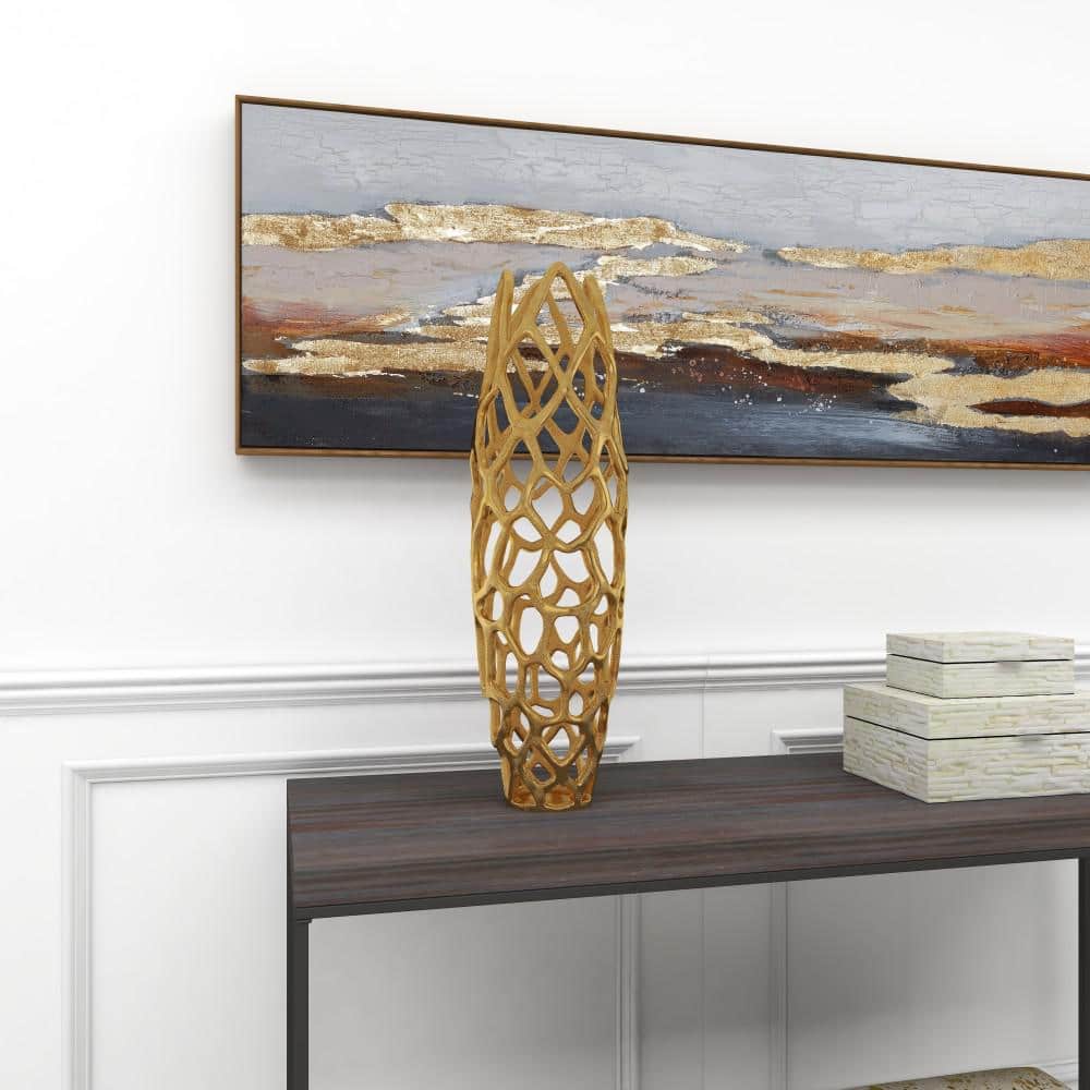 Gold Coral Decorative Metal Table Vase