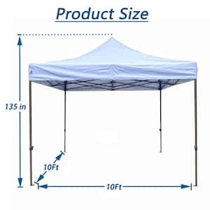 9.8 ft. x 9.8 ft. White Outdoor Easy Pop up Canopy Tent, Folding Portable Tent in White