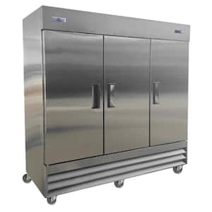 81 in. W 72 cu. ft. Auto Defrost 3-Door Commercial Upright Reach-In Freezer in Stainless Steel