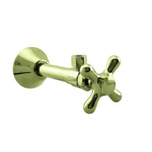 1/2 in. Copper Sweat x 3/8 in. O.D. Compressor Cross Handle Angle Stop, Polished Brass