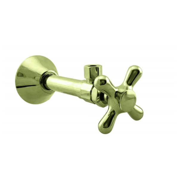 Westbrass 1/2 in. Copper Sweat x 3/8 in. O.D. Compressor Cross Handle Angle Stop, Polished Brass