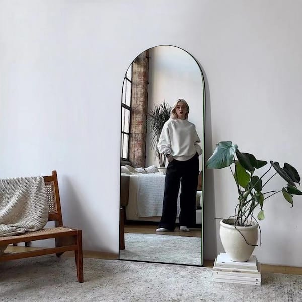 Sxiawe 22 in. W x 65 in. H Classic Arched Wood Full Length Mirror
