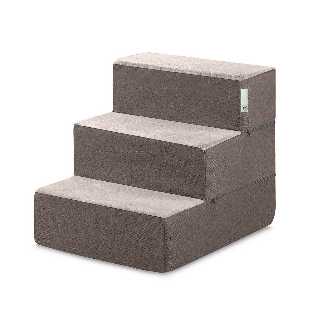 Zinus Sand 18 in. Medium Foam 3 of Steps Pet Stairs PSD2118S The