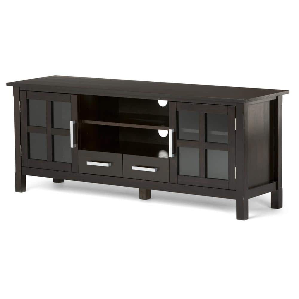 Hickory Brown 60" Solid Wood TV Media Console with Cabinets
