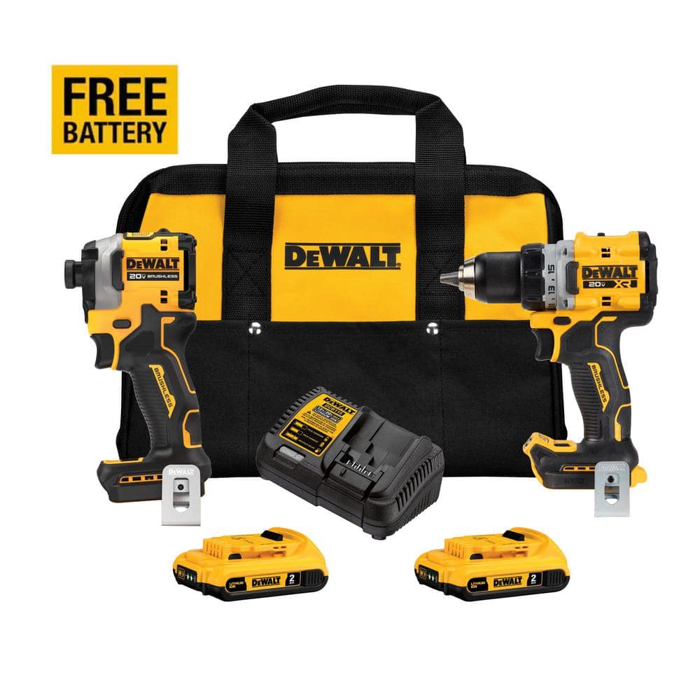 DEWALT 20V MAX XR Cordless Drill/Driver, ATOMIC Impact Driver Tool Combo  Kit, (2) 2.0Ah Batteries, Charger, and Bag DCK2051D2 The Home Depot