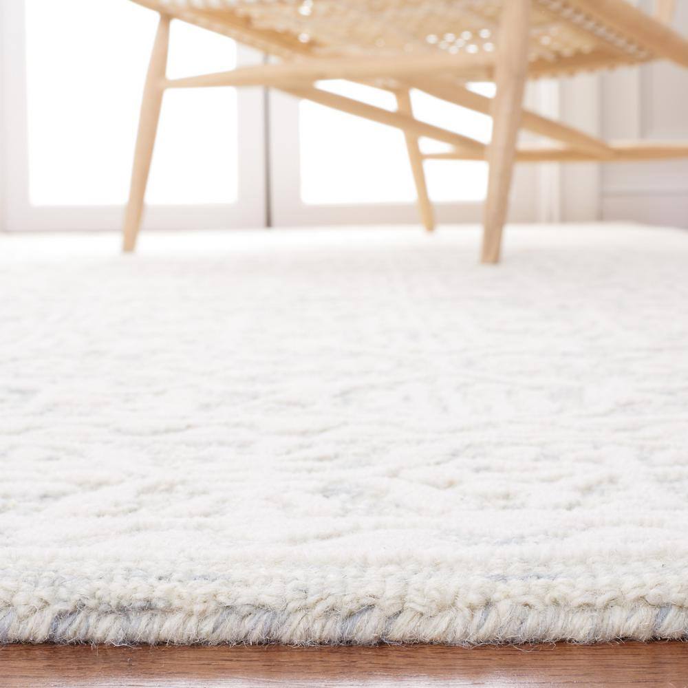 72" Gray Floral Hand-Tufted Wool Square Rug