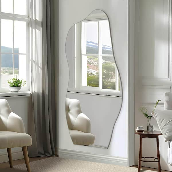 Dovelina 31 in. W x 71 in. H Unique Irregular Shaped Mirror Frameless Full  Length Mirror Wall Mirror HD-20240517002