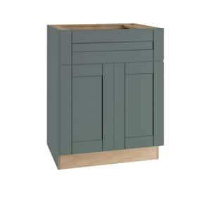 Washington 30 in. W x 24 in. D x 34.5 in. H Assembled Plywood Sink Base Kitchen Cabinet in Green with Soft Close Doors