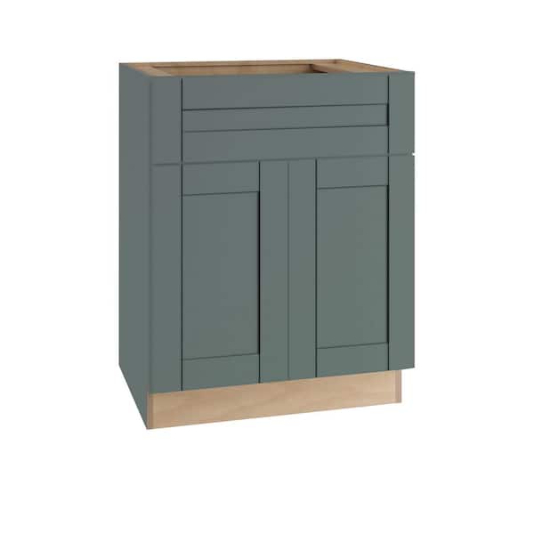 Home Decorators Collection Washington 30 in. W x 24 in. D x 34.5 in. H Assembled Plywood Sink Base Kitchen Cabinet in Green with Soft Close Doors