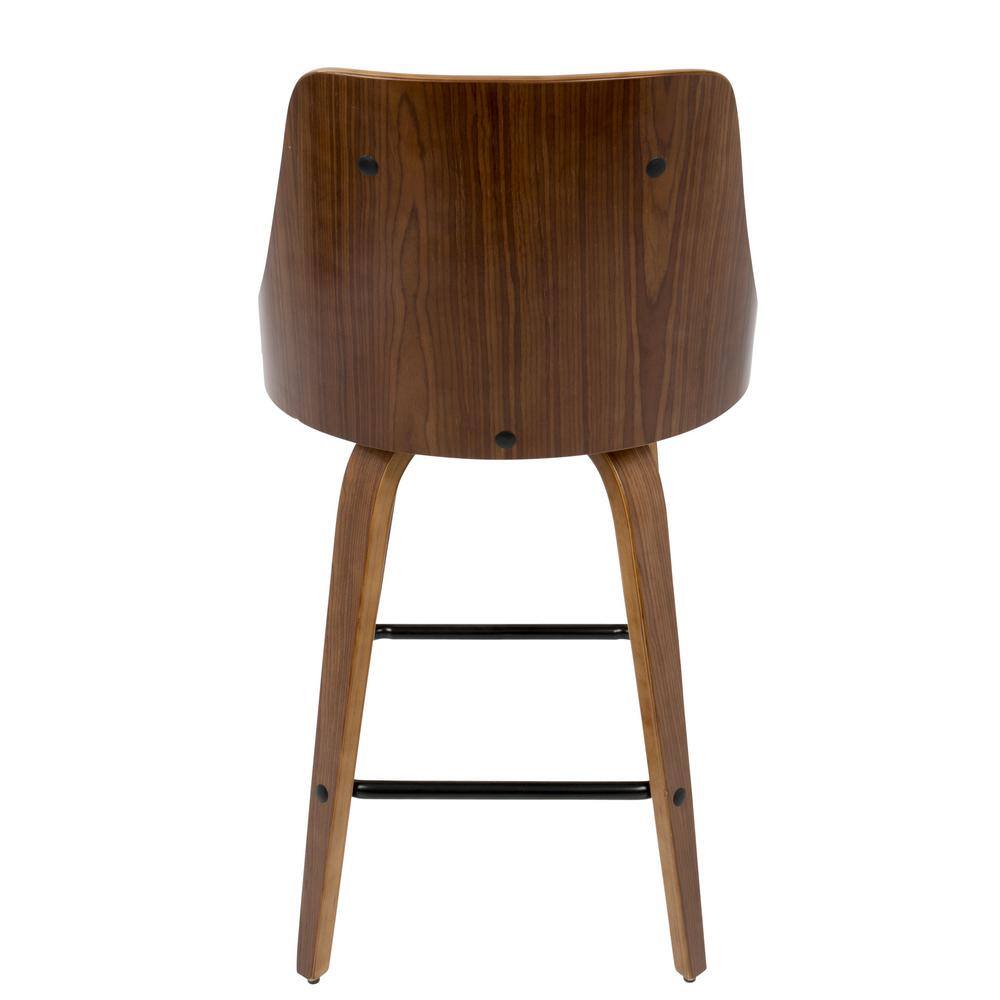 Mid-Century Modern White Swivel Counter Stool with Wooden Back