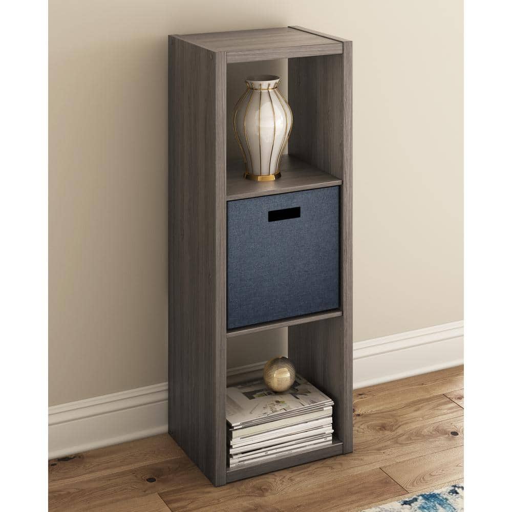 Graphite Gray 44" Wood 3-Cube Storage Organizer