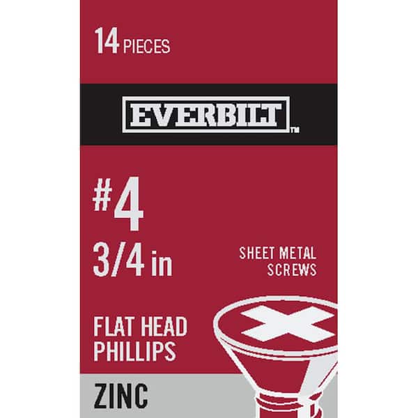 Everbilt #4 3/4 in. Phillips Flat-Head Sheet Metal Screw (14 Per Pack)