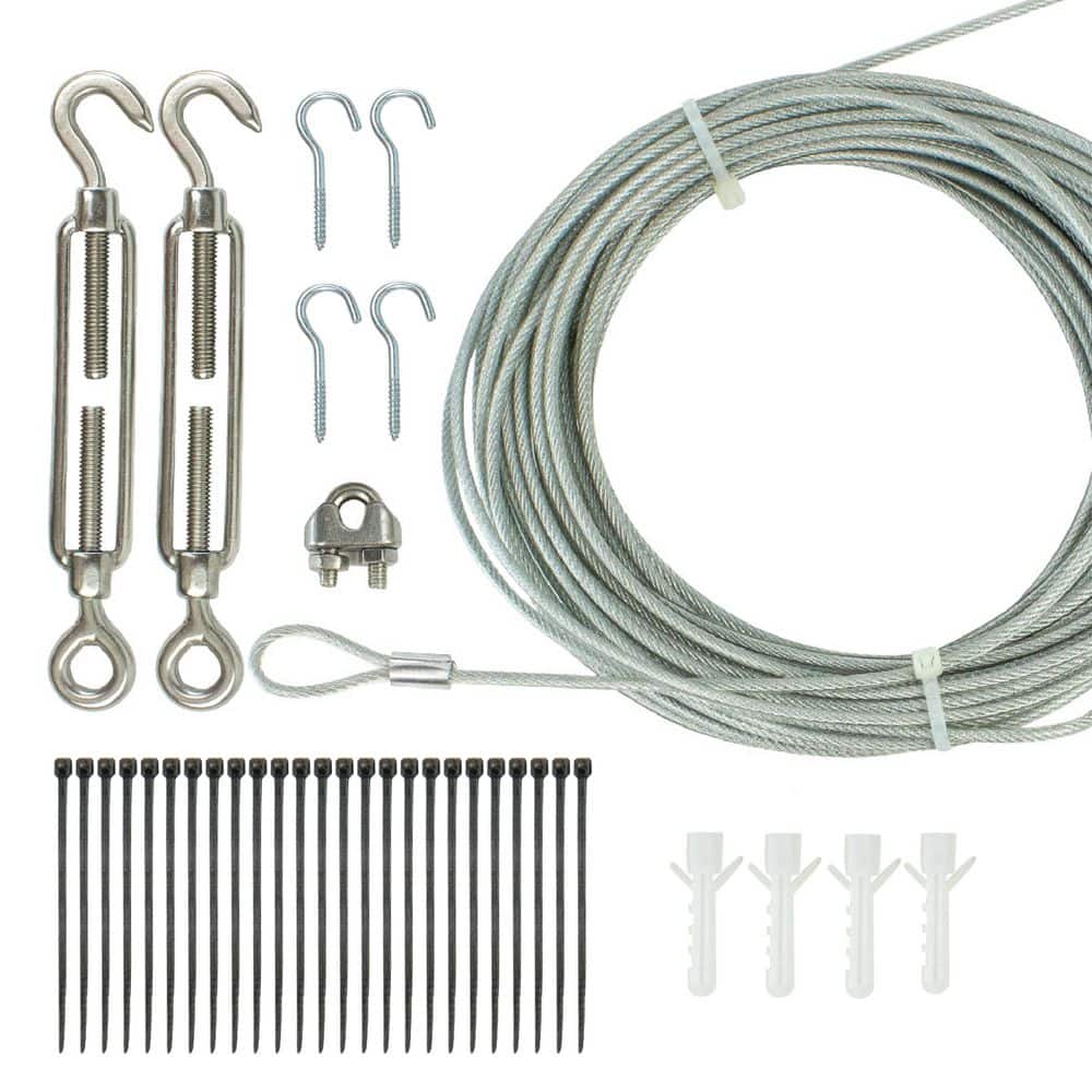 Globe Light Suspension Kit, Galvanized Steel Cable, 60 ft., Attachments  Included